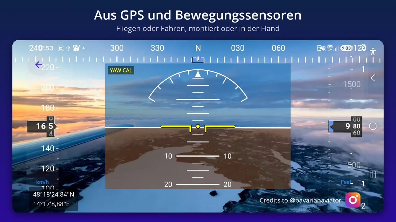Aus GPS und Bewegungssensoren, im Flug über den Wolken