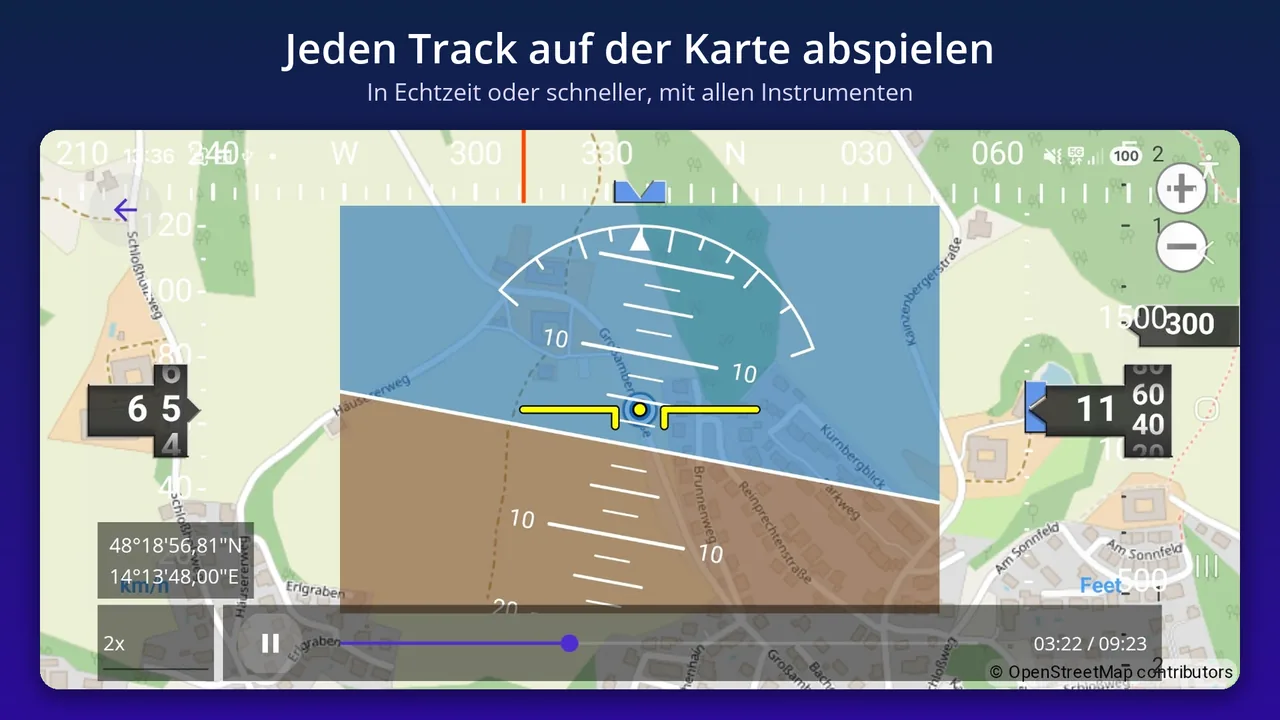 Track-Wiedergabe auf einer OpenStreetMap-Karte