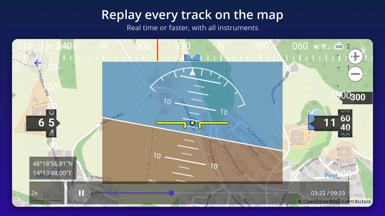 Track replay on an OpenStreetMap map