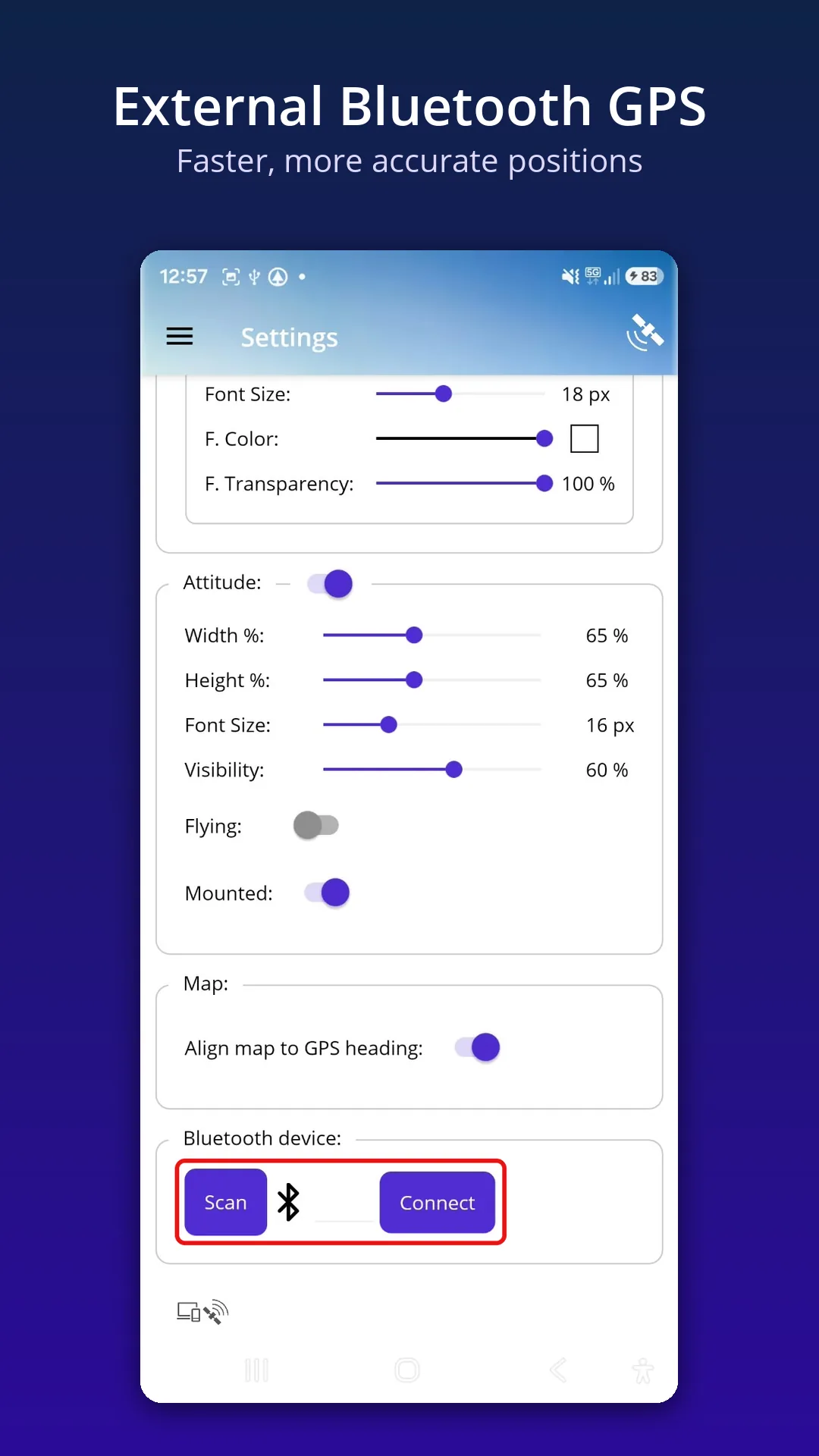 External Bluetooth GPS settings